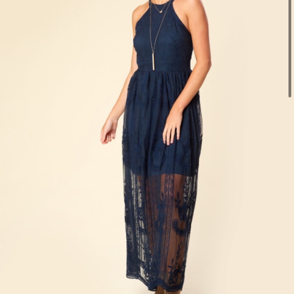 Altar’d State Navy Lace Maxi Dress